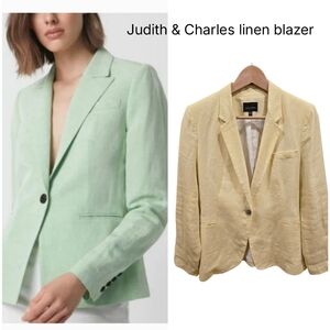 Judith And Charles Light Yellow Linen Blazer Sz 8 Like New